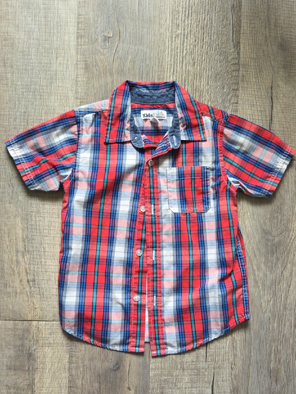 Kids Headquarters Red Plaid Short-Sleeve Button-Down Shirt